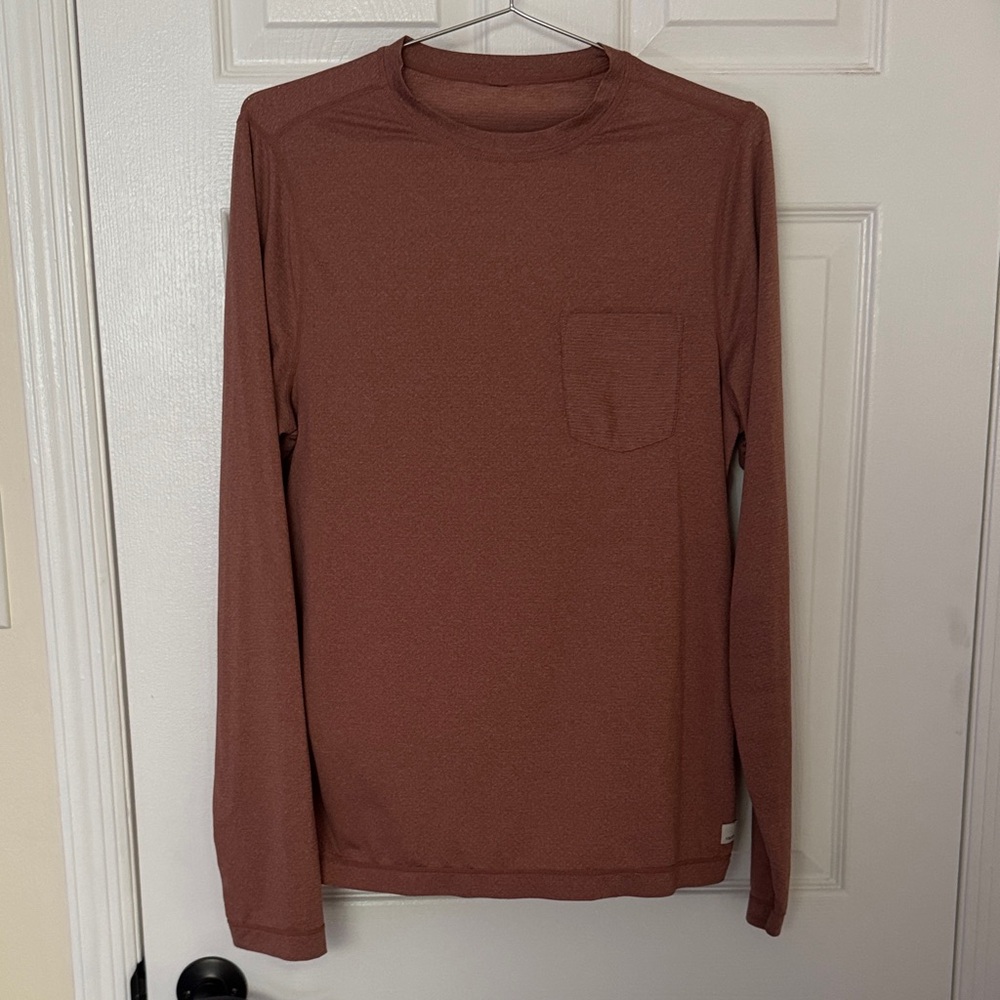 Vuori Men's Long Sleeve Red / Clay / Brown Shirt - Small - Long Sleeve Tee